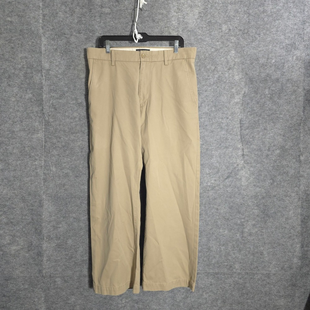 Banana Republic Boot Cut Pants Mens 34x30 Khaki Twill Chino Flat Front Trousers